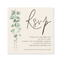 Moderno Eucalyptus Marfil Sage QR Boda RSVP