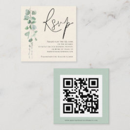 Tarjeta De Recepción Moderno Eucalyptus Marfil Sage QR Boda RSVP