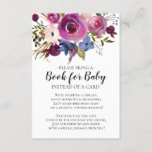 Moderno libro de Baby Shower con flores de ciruela