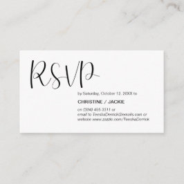 Tarjeta De Recepción Moderno Minimal, guión negro, RSVP responde