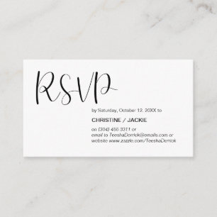 Tarjeta De Recepción Moderno Minimal, guión negro, RSVP responde