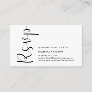 Tarjeta De Recepción Moderno Minimal, guión negro, RSVP responde