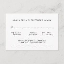 Tarjeta De Recepción Moderno Mínimo de Boda Tradicional RSVP