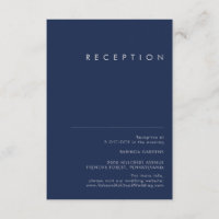 Moderno Mínimo Navy Blue Silver Wedding Receptor