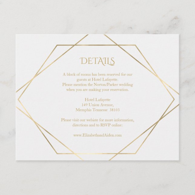 Tarjeta De Recepción Moderno, mínimo, pur, blanco, dorado (Anverso)