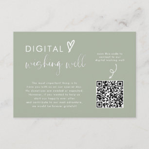 Tarjeta De Recepción Moderno Mínimo Sage Green Honeymoon Fund QR Code