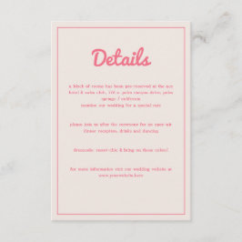 Tarjeta De Recepción Moderno negrita Boda de los Vibes Retro de Fuchsia