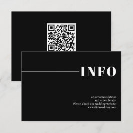 Tarjeta De Recepción Moderno negro, tipografía de moda boda minimalista