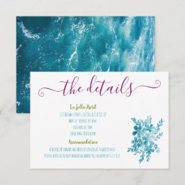 Tarjeta De Recepción Moderno océano rosa azul floral brillante azul bri