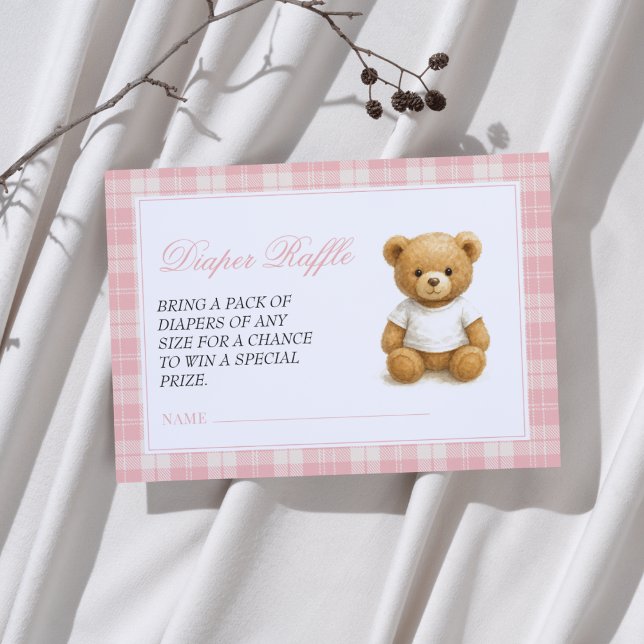 Tarjeta De Recepción Moderno oso Preppy Baby Shower Diaper Raffle (Subido por el creador)
