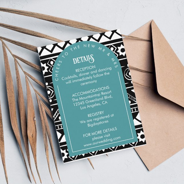 Tarjeta De Recepción Moderno Patrón Boho Arco Boda Verde (Subido por el creador)