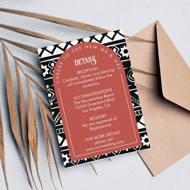 Tarjeta De Recepción Moderno patrón Boho Boda Arco Coral (Subido por el creador)