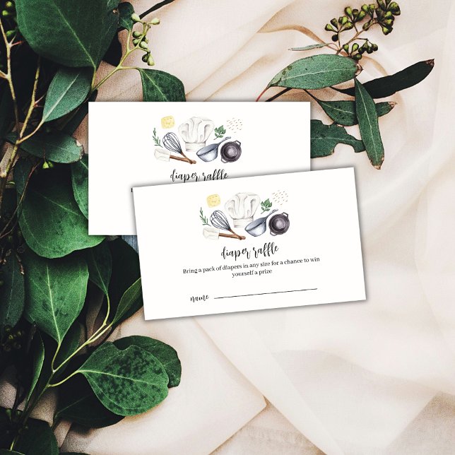 Tarjeta De Recepción Moderno pequeño chef Diaper Raffle Baby Shower (Modern Little Chef Diaper Raffle Baby Shower Enclosure Card)