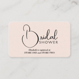 Tarjeta De Recepción Moderno registro de ducha de novia Rubor Pink