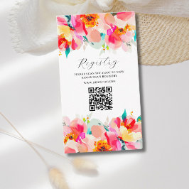 Tarjeta De Recepción Moderno registro floral rosa ducha de novia
