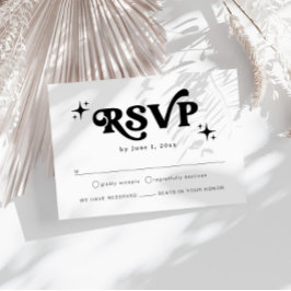 Tarjeta De Recepción Moderno Retro Boda Negra Y Blanca Boho RSVP
