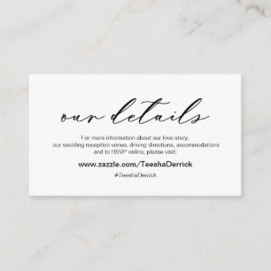 Tarjeta De Recepción Moderno romántico, nuestro Boda detalla el coche d
