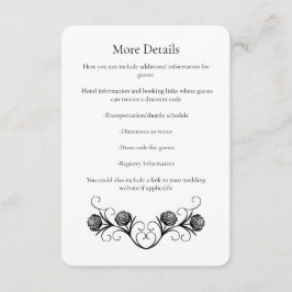 Tarjeta De Recepción Moderno Rosa gótico Swirls Boda negro y blanco