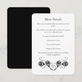 Tarjeta De Recepción Moderno Rosa gótico Swirls Boda negro y blanco