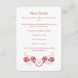 Tarjeta De Recepción Moderno Rosa gótico Swirls Crimson Boda rojo