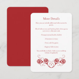 Tarjeta De Recepción Moderno Rosa gótico Swirls Crimson Boda rojo