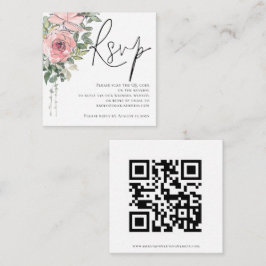 Tarjeta De Recepción Moderno Rubor Florals Script QR Boda de código RSV