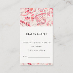 Tarjeta De Recepción Moderno Rubor Paisley Diaper Raffle Baby Shower