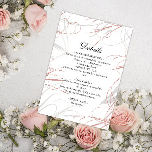 Tarjeta De Recepción Moderno Rubor Swirls Elegant Wedding Details (Deta