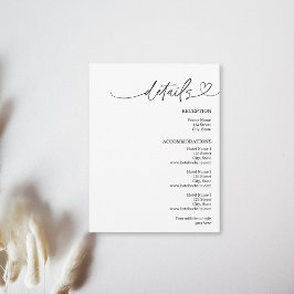 Tarjeta De Recepción Moderno Simple Elegante Info en Negro y Blanco