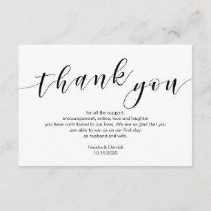 Tarjeta De Recepción Moderno tipo negro, Boda Gracias
