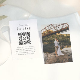 Tarjeta De Recepción Moderno tipo rústico código QR foto boda RSVP