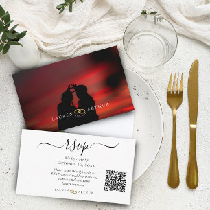 Tarjeta De Recepción Moderno Ultra Moda Mínima Fotomía Boda RSVP