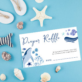 Tarjeta De Recepción Moderno Under the Sea Blue Boy Whale Diaper Raffle