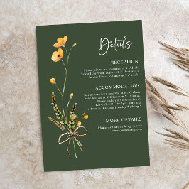 Tarjeta De Recepción Moderno Verde Rústico Botánico Elegante Boda Boho