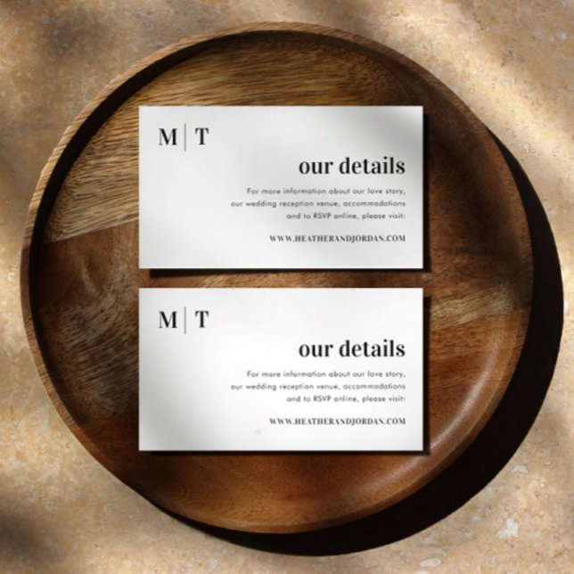 Tarjeta De Recepción Moderno y audaz Boda de monograma nuestros detalle (Subido por el creador)