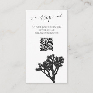 Tarjeta De Recepción Moderno y elegante B&W Joshua Tree QR Code
