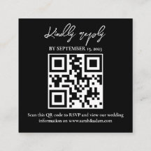 Moderno y elegante Boda blanco negro código QR RSV