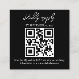 Tarjeta De Recepción Moderno y elegante Boda blanco negro código QR RSV