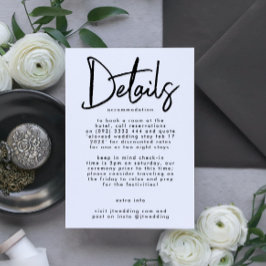 Tarjeta De Recepción Moderno y elegante Boda blanco negro editable