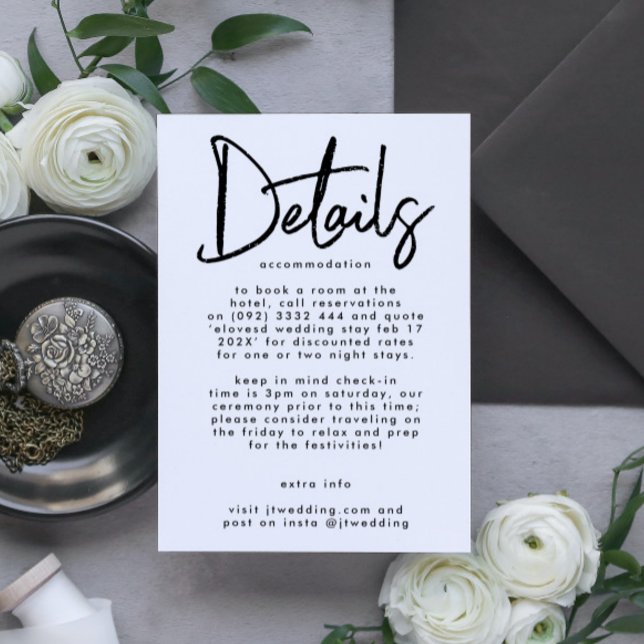 Tarjeta De Recepción Moderno y elegante Boda blanco negro editable (Subido por el creador)