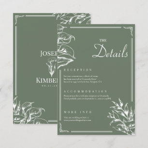 Tarjeta De Recepción Moderno y elegante Boda Boho Floral Verde