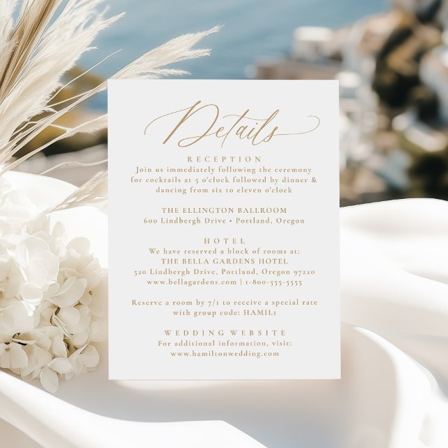 Tarjeta De Recepción Moderno y elegante Boda de caligrafía de oro (Subido por el creador)