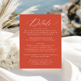 Tarjeta De Recepción Moderno y elegante Boda de caligrafía Naranja