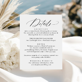 Tarjeta De Recepción Moderno y elegante Boda de caligrafía negra