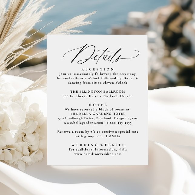 Tarjeta De Recepción Moderno y elegante Boda de caligrafía negra (Subido por el creador)