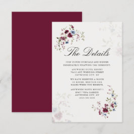 Tarjeta De Recepción Moderno y elegante Boda de flores de Borgoña