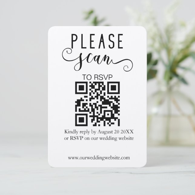 Tarjeta De Recepción Moderno y elegante Boda de Kraft QR Code RSVP (Anverso de pie)