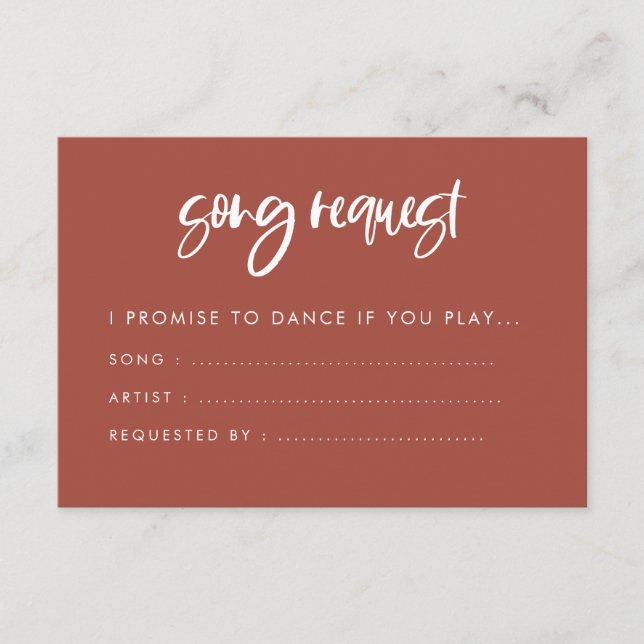 Tarjeta De Recepción Moderno y elegante boda de ladrillo quemado Canció (Anverso)