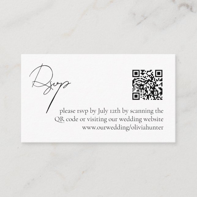 Tarjeta De Recepción Moderno y elegante código QR simple RSVP (Anverso)