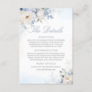 Tarjeta De Recepción Moderno y elegante detalles de Boda de flores azul